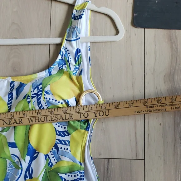 Kenny Flowers Swimsuit Womens L White Positano Lemon Print One Piece Cutout Swim - Picture 8 of 8